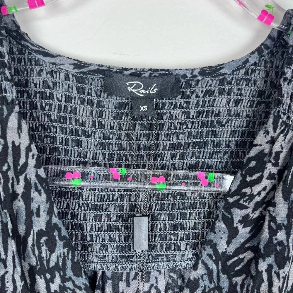 NEW Rails Zana Charcoal Gray Abstract Animal Cinched Waist Dress Size XS - Picture 7 of 11